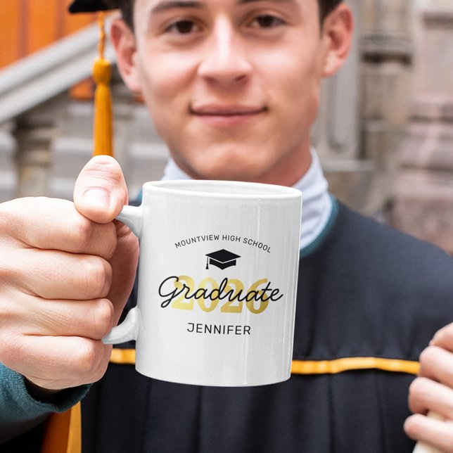 Caneca De Café Formando preto Dourado 2023 personalizado (Criador carregado)