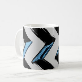 Caneca De Café Formas Azuis Brilhantes com Traço Diagonal do Pinc