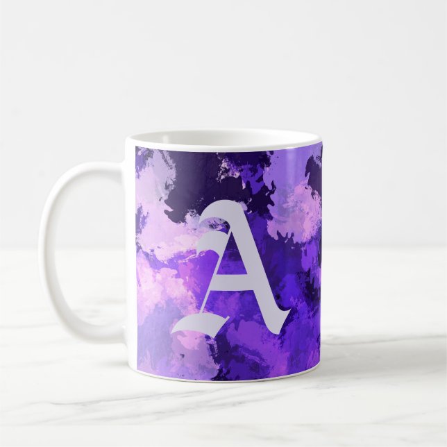 Caneca De Café Formas de Abstrato Azul e Legal Roxo com Grande Le (Esquerda)