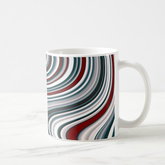 Caneca De Café Formas de Abstrato azul-maroon vermelho e azul-lac (Direita)