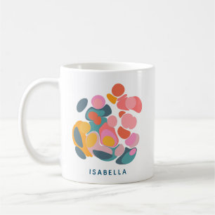 Caneca De Café Formas de Abstrato com cores brilhantes personaliz