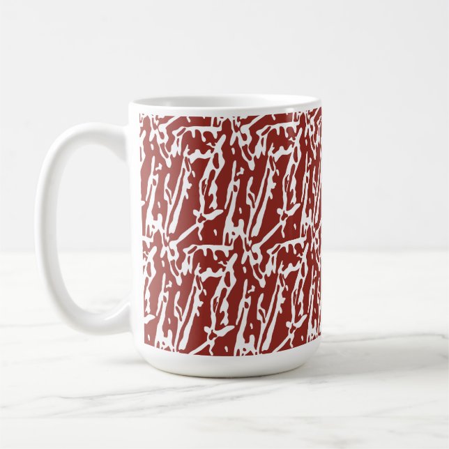 Caneca De Café Formas de abstrato vermelho e laranja se misturam  (Esquerda)