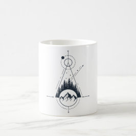 Caneca De Café Formas de Aventura para Montanhas Geométricas Mode
