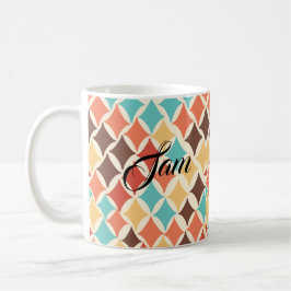 Caneca De Café Formas de Diamante Retro Vintage