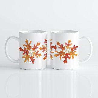 Caneca De Café Formas de Folhas de Carvalho Laranja