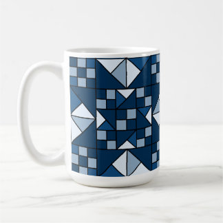 Caneca De Café Formas Duplas de Corrente de Inclinação Azul