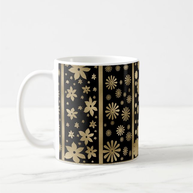 Caneca De Café Formas e Flores Tangues a Preto e Dourado (Esquerda)