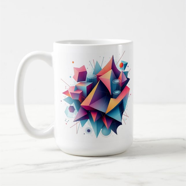 Caneca De Café Formas futurísticas Abstrato Geométricas com Neon  (Esquerda)