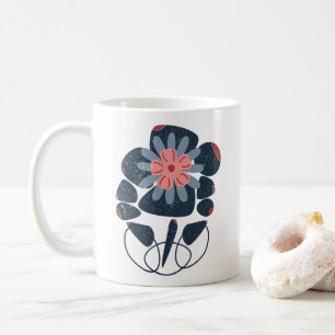 Caneca De Café formas geométricas com flor colorida