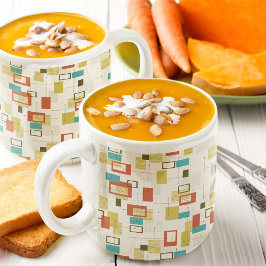 Caneca De Café Formas Geométricas do Médio Retroativo Elegante