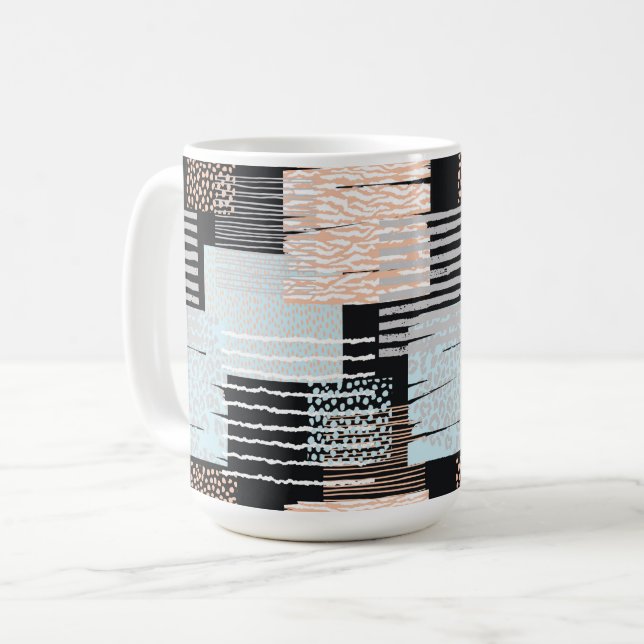 Caneca De Café Formas geométricas e listras (Frente Esquerda)