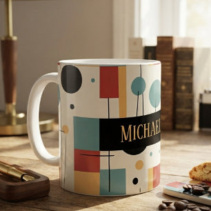Caneca De Café Formas Geométricas Modernas Com Nome