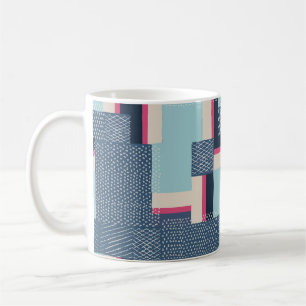 Caneca De Café formas geométricas simples de vintage e pinceladas