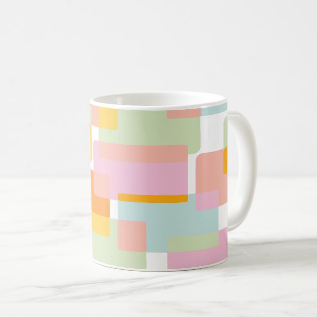 Caneca De Café Formas geométricas Simples em Pastéis Amarelo Lara (Frente Esquerda)