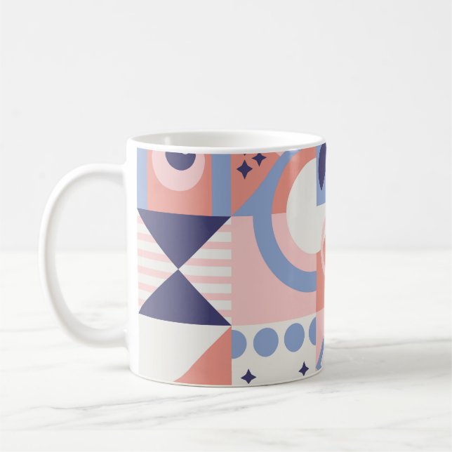 Caneca De Café Formas Quadradas: Abstrato Geométrico Mosaico Geom (Esquerda)