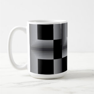 Caneca De Café Formas quadradas pretas, prateadas, legal, únicas,