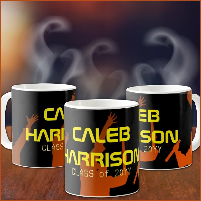 Caneca De Café Formatação Tecnológica Moderna Negra Sleek (Criador carregado)