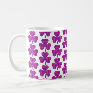 Caneca De Café Formato de Trevo Xadrez Rosa Roxo