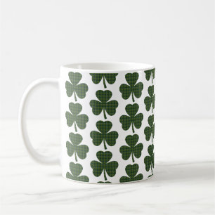 Caneca De Café Formato de Trevo Xadrez Verde Sempre-Verde