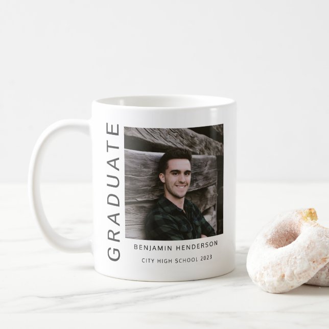 Caneca De Café Formatura de Menino Foto Moderna (Com Donut)