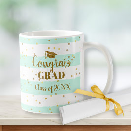 Caneca De Café Formatura Parabéns Graduado Listras Douradas com B
