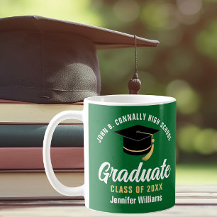 Caneca De Café Formatura Personalizada Verde Branco Graduado