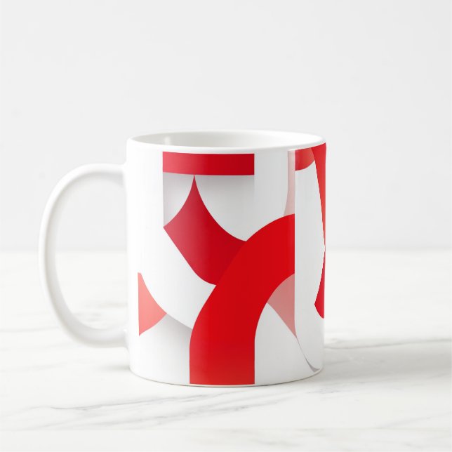 Caneca De Café 🔴 Formes Géométriques en Rouge et Blanc ⚪ (Esquerda)