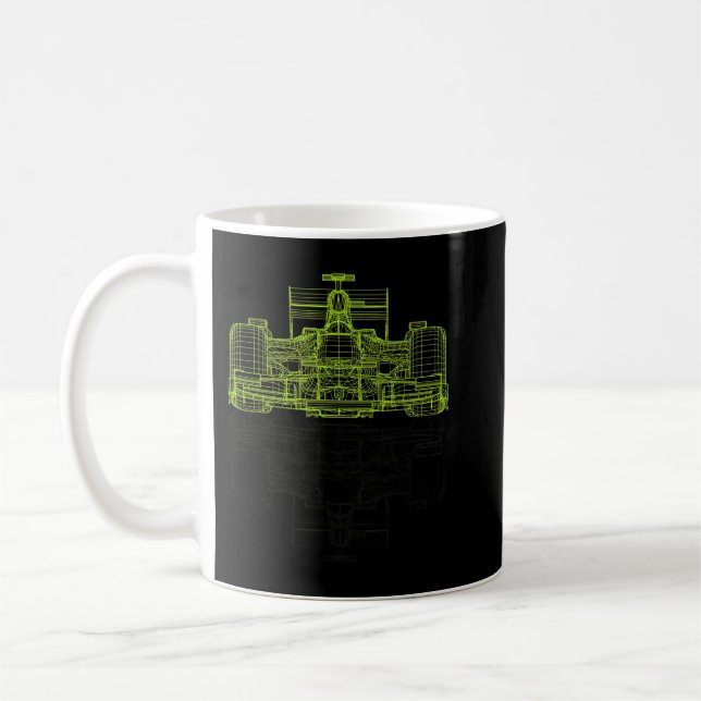 Caneca De Café Formula Racing Car Blueprint Mechanical Engineer R (Esquerda)