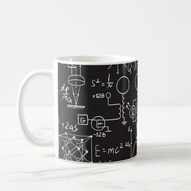 Caneca De Café Fórmulas Científicas: Padrão de Cálculos do Quadro (Esquerda)