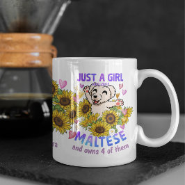 Caneca De Café Forno de girassol maltês personalizado Floral