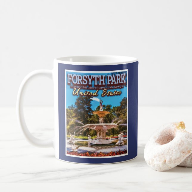 CANECA DE CAFÉ FORSYTH PARK - FORSYTH FOUNTAIN - SAVANNAH GEORGIA (Com Donut)