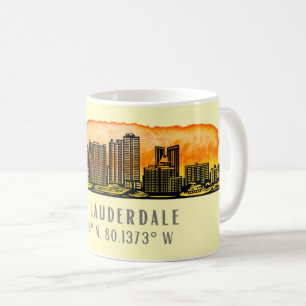 Caneca De Café Fort Lauderdale Skyline & Coordenadas