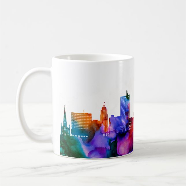Caneca De Café Fort Wayne Skyline (Esquerda)