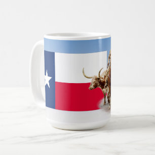 Caneca De Café Fort Worth Cattle, Texas Flag, Mug