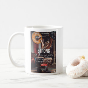 Caneca De Café Forte, peso feminino levantando palavras inspirado