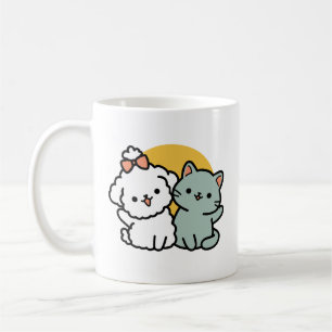 Caneca De Café Fortes Amigos Para Sempre Gato e Cão Cachorro Du