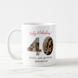 Caneca De Café Forty & Fabulous Custom Photo 40th Birthday