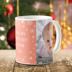 Caneca De Café Foto Bebê 1rua Natal Novo Pai Mãe Pêssego Personal