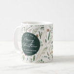Caneca De Café Foto botânica mínima elegante do Natal verde<br><div class="desc">Folhagem mínima moderna,  roteiro verde de Natal,  design personalizado de caneca. A mão pintada de eucalipto,  folhagem mínima e coroa rattan moderna rústica dão a esta design de feriado uma sensação luxuosa. Em verde,  preto,  castanho e cinza.</div>