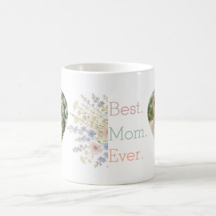 Caneca De Café Foto cardíaca e Design floral - Dia de as mães per