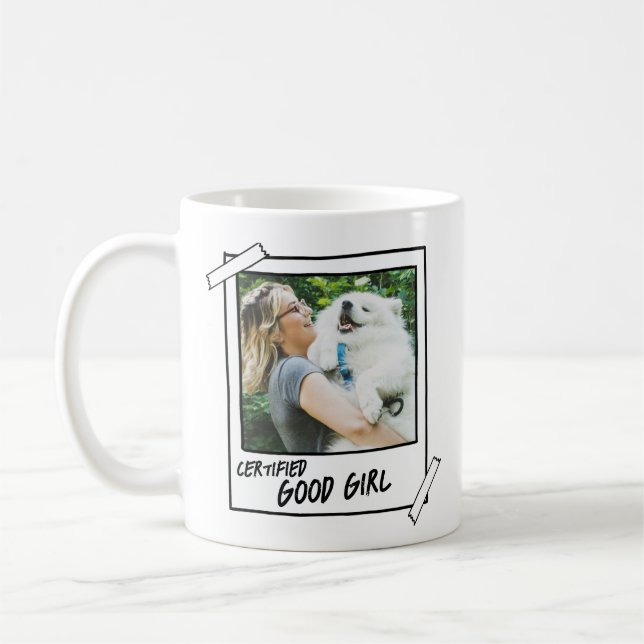 Caneca De Café Foto "Certified Good Boy" de Cão Samoyed (Esquerda)
