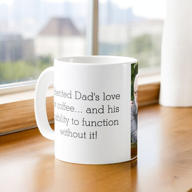 Caneca De Café Foto como Pai Como Filha ou Filho (Criador carregado)