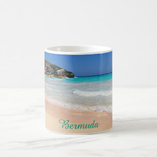 Caneca De Café Foto cor-de-rosa tropical da praia da areia de
