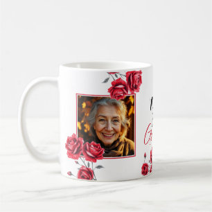 Caneca De Café Foto da avó do Rosa vermelha Elegante