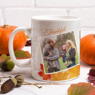 Caneca De Café Foto da Família de Ação de Graças Elegante Graças