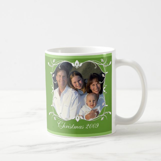 Caneca De Café Foto da família de Natal Verde (Direita)