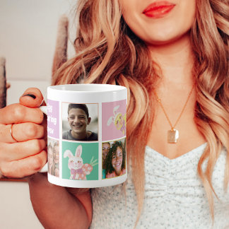 Caneca De Café Foto da família de páscoas de caça ao ovo