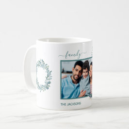 Caneca De Café Foto da família eucalyptus greenery White name