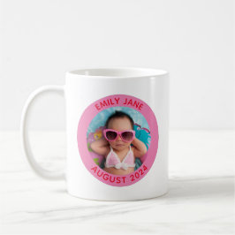 Caneca De Café Foto da família redonda rosa e vermelha personaliz