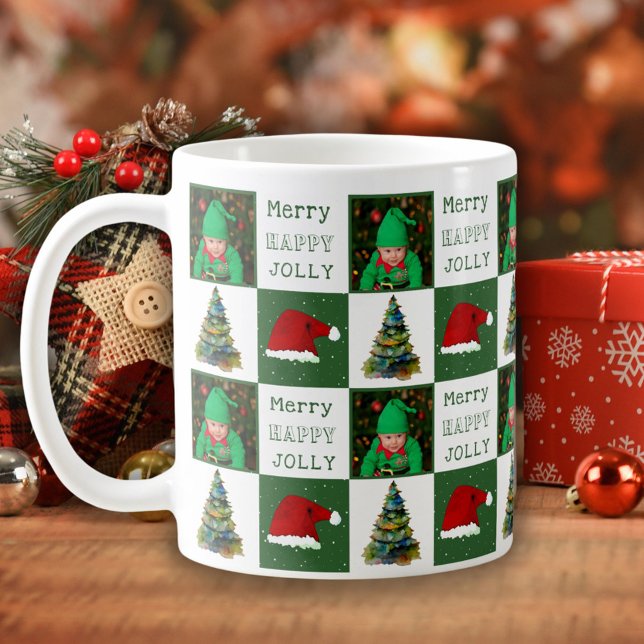 Caneca De Café Foto da Família Santa Hat da Árvore de Natal Jolly (Criador carregado)